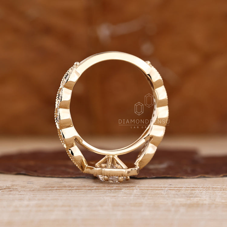 Marquise Diamond Engagement Ring With Cathedral Band.