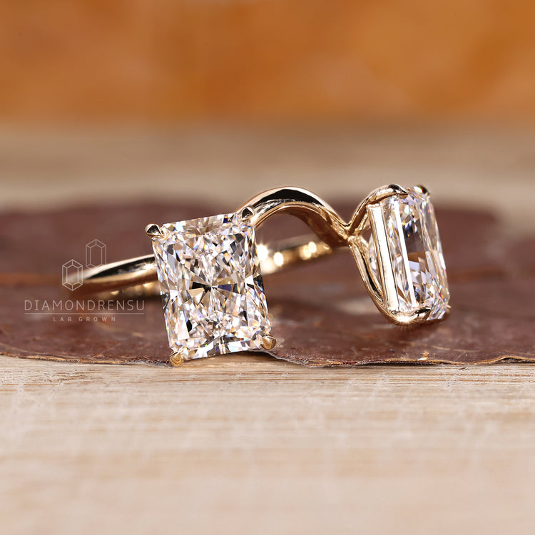 Lab Grown Diamond radiant cut ring crafted with handmade precision.

