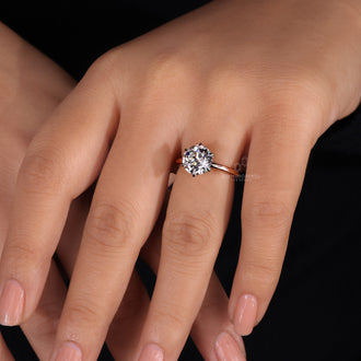 Two Tone Ring for Women featuring a radiant diamond center.