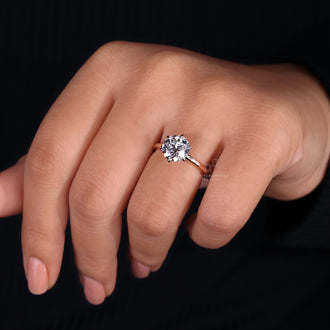 6 Prong Claw Setting on a round solitaire diamond ring.