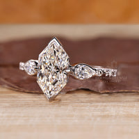 White gold Dutch marquise ring handmade with lab grown diamond.
