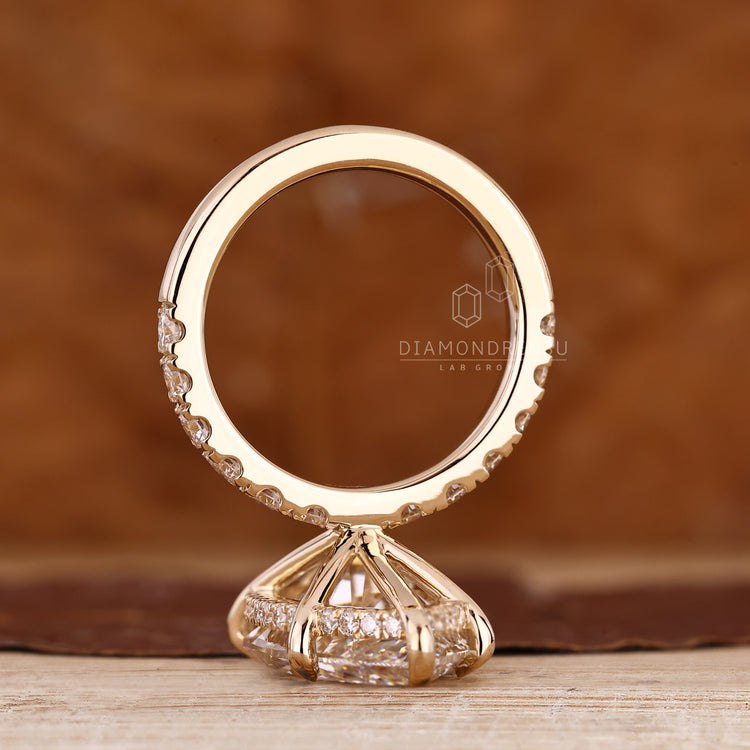 Lab grown diamond marquise engagement ring.
