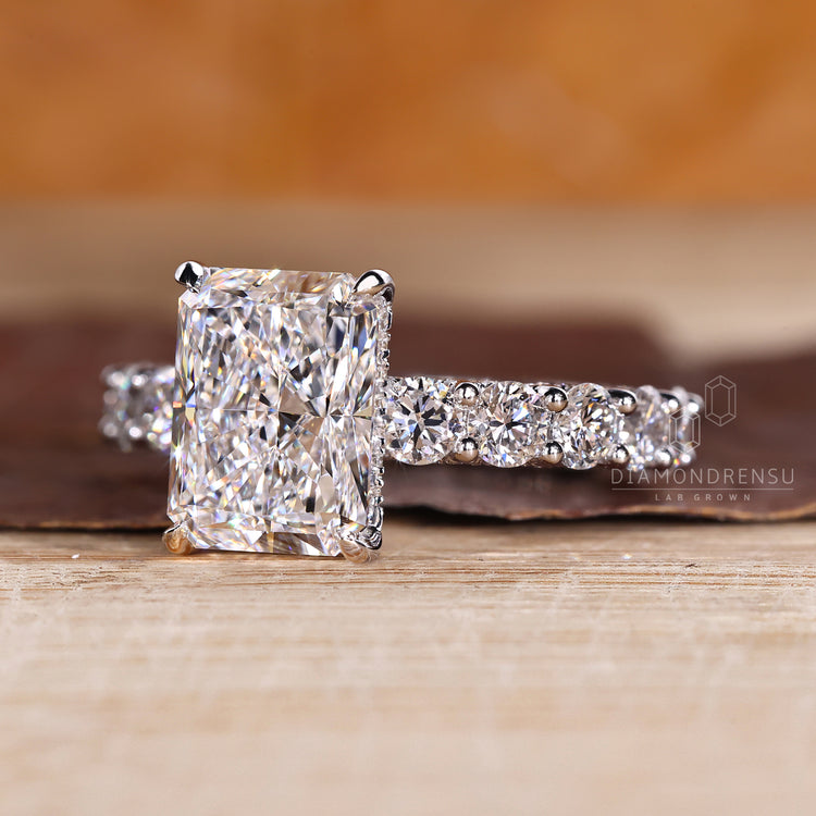 Custom diamond ring designed for unique engagement styles.

