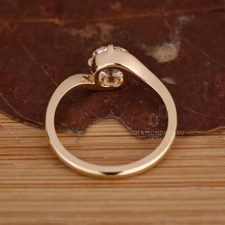 Diamondrensu engagement ring with Lab Grown Diamond, bypass setting, and handmade precision.

