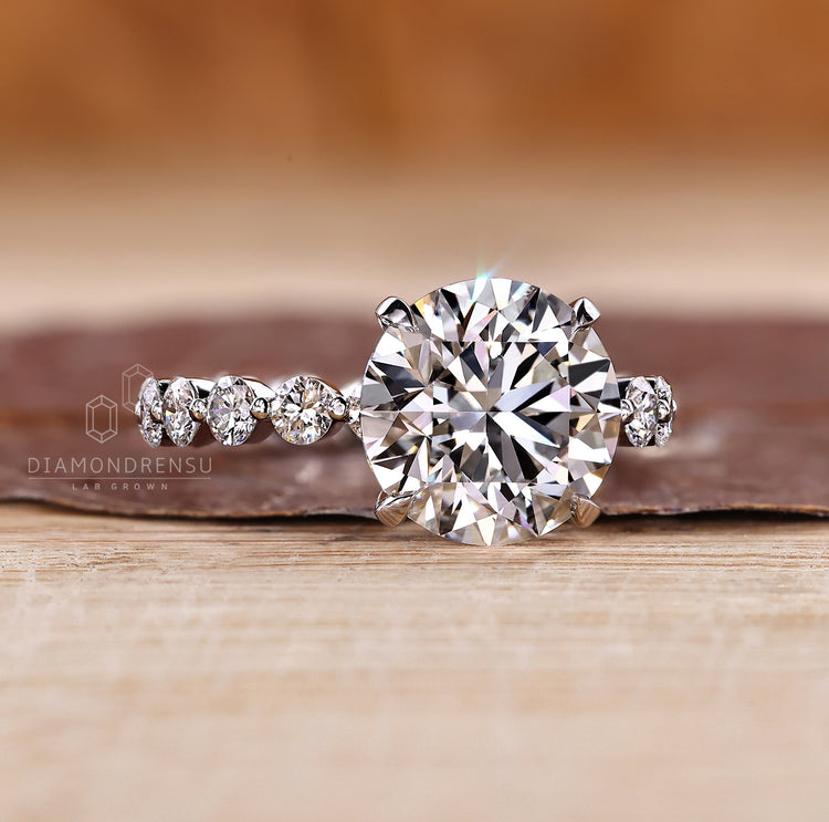 Custom diamond ring with hidden halo design.
