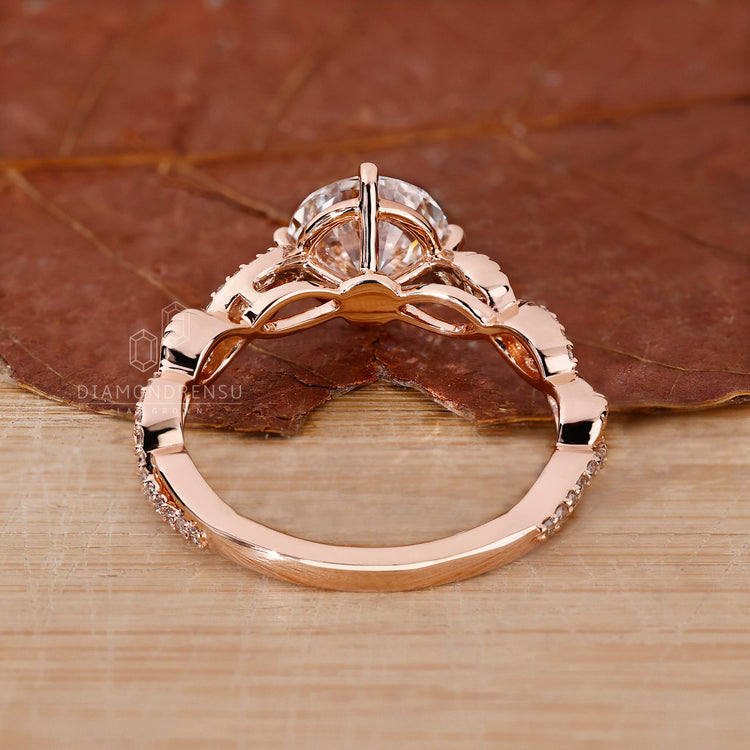 Twisted pave engagement ring designed with Lab Grown Diamond stones.
