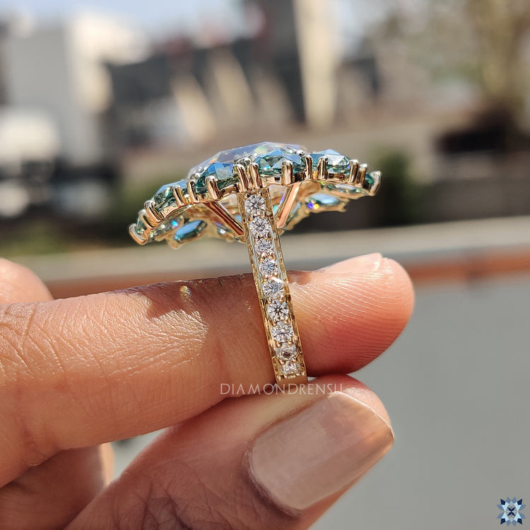 Halo ring , pave band engagement ring
