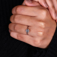 Hexagon Engagement Ring featuring a stunning cathedral setting.
