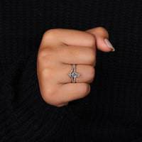 Teardrop Wedding Ring Set with brilliant diamonds and charm.
