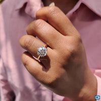 Jubilee cut moissanite ring with a radiant shine.
