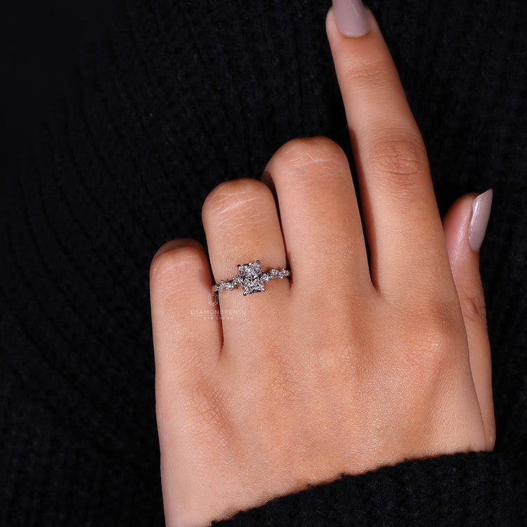 Radiant Cut Engagement Ring - Hidden Halo