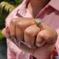 Yellow gold moissanite ring for a bold look.
