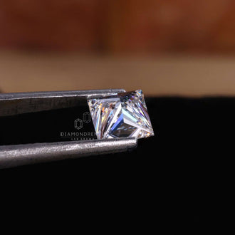 Brilliant princess cut diamond is lab grown and certified.

