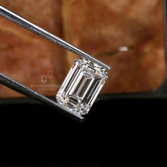 Emerald cut lab grown diamond listed in loose stone collections.
