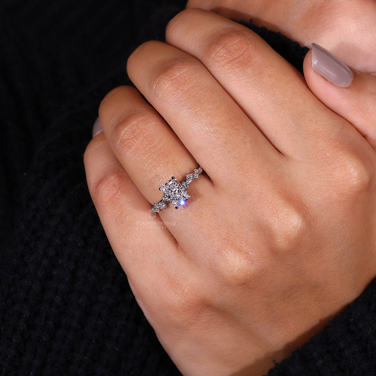 Radiant Cut Engagement Ring - Hidden Halo