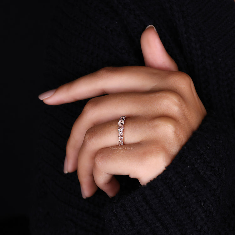 Half Eternity Wedding Band with sparkling diamonds.
