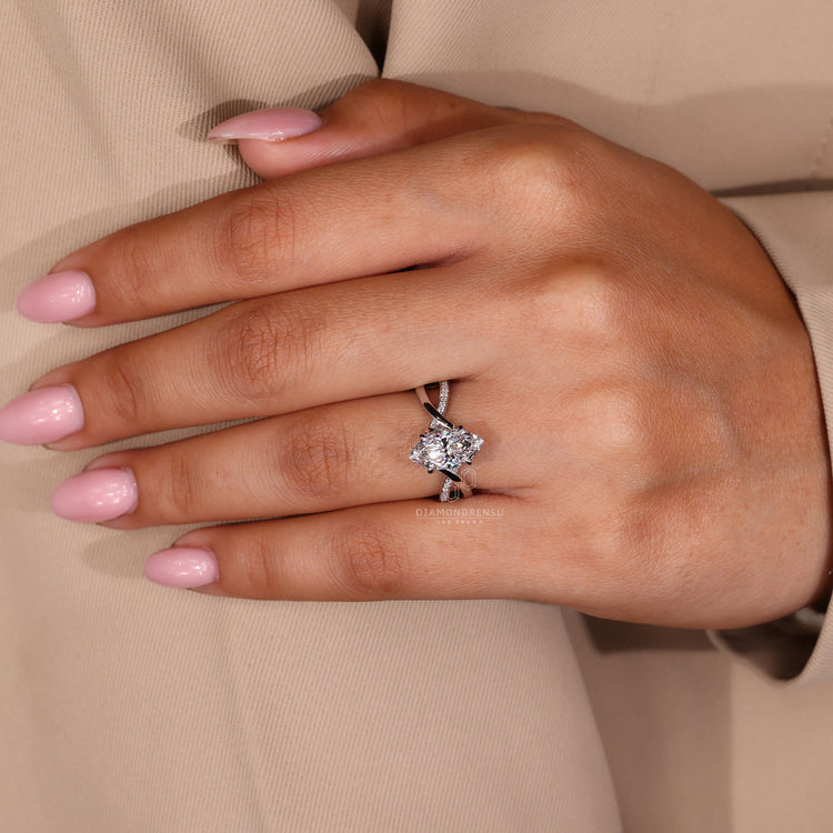 white gold ring, Lab Grown Diamond, handmade ring
