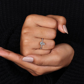 Hidden halo engagement ring featuring a unique hidden halo setting.
