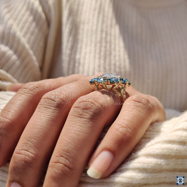 Pave ring, cathedral engagement ring
