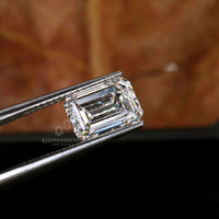 Emerald cut adds sophistication to lab grown diamond designs.