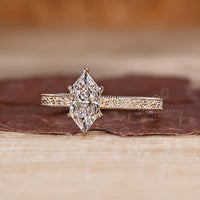 Diamondrensu Dutch marquise ring with lab grown diamond.