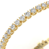 Yellow gold lab grown diamond tennis bracelet.
