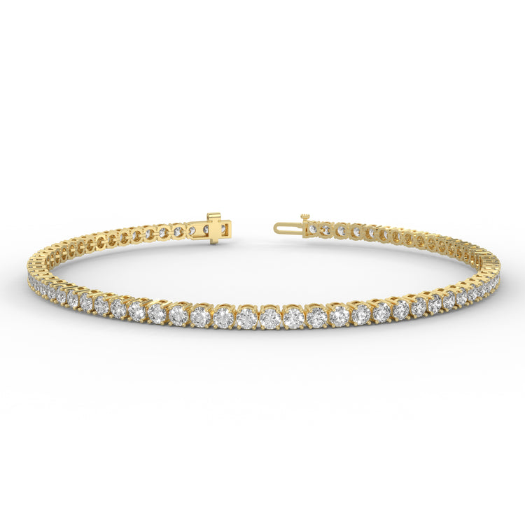 Round cut lab grown diamond tennis bracelet.

