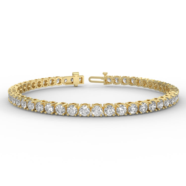 Yellow gold diamond bracelet with round diamonds.
