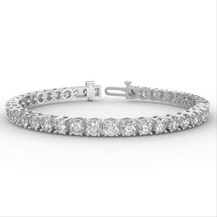 White gold diamond tennis bracelet with lab diamonds.
