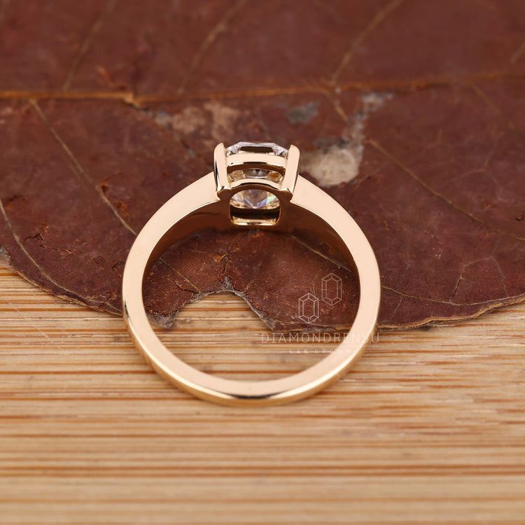 Solitaire Ring Featuring Cushion Old Mine Cut Diamond Center.
