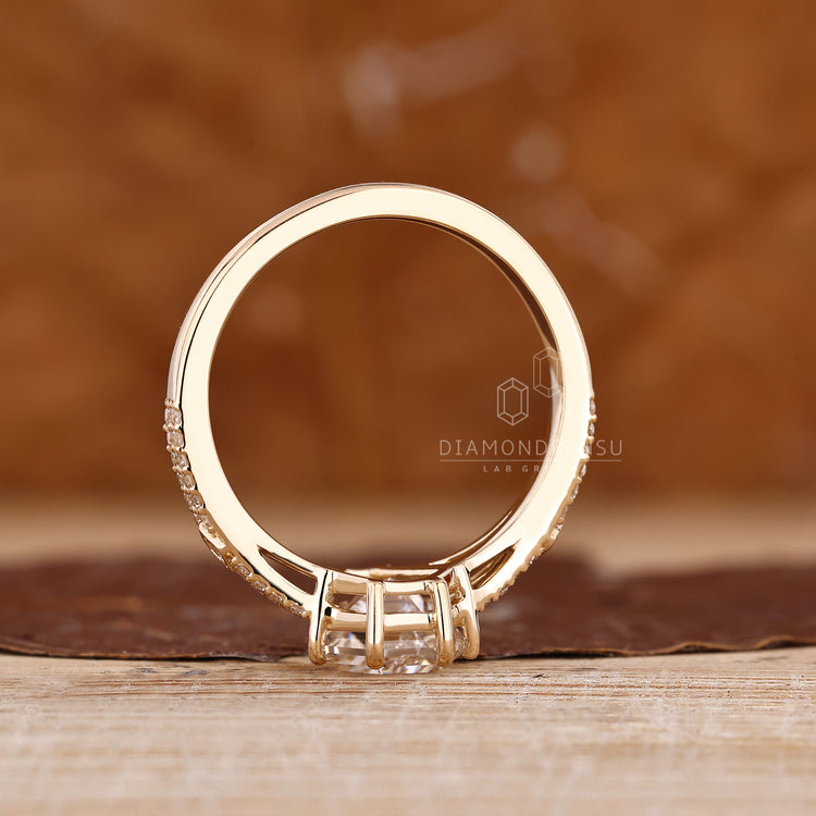 Double row pave coffin diamond ring with handmade design by Diamondrensu.