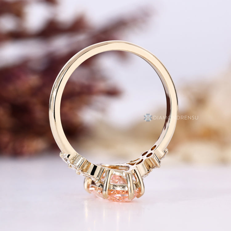 IGI certified pink center diamond engagement ring.