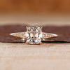 Old Mine Cut Diamond Ring With Round Side Stones.
