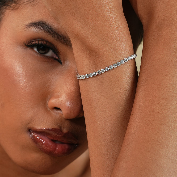 7 carat lab grown diamond bracelet in white gold.
