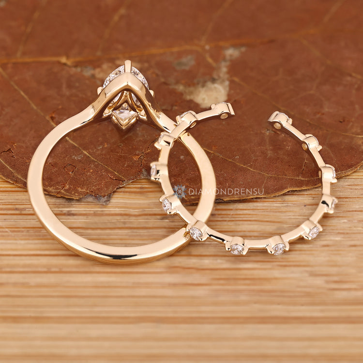 Handmade marquise cut wedding ring by Diamondrensu.
