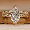 Art Deco Dutch marquise bridal set with a pinch shank.