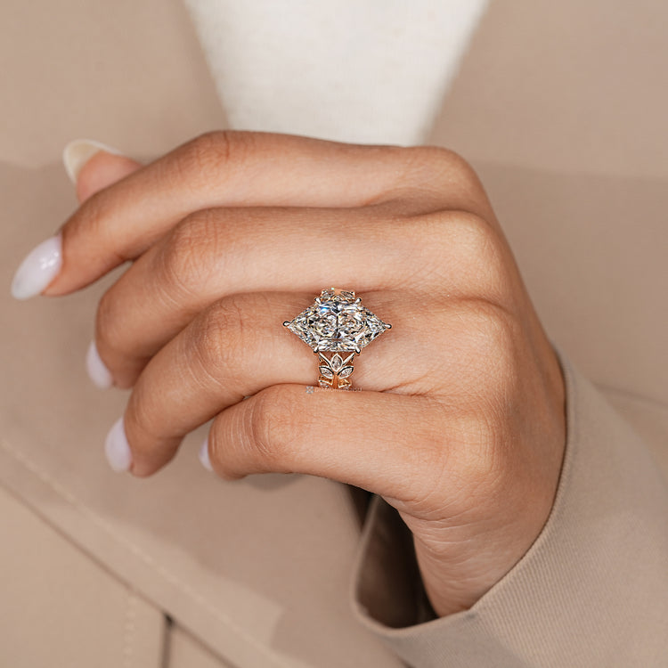 IGI certified lab grown Dutch marquise engagement ring.