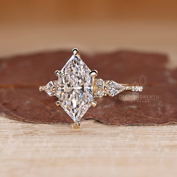 Tapered shank Dutch Marquise Ring featuring a Lab Grown Diamond.
