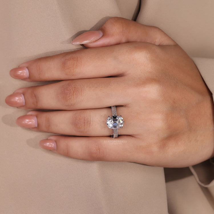 Old Mine Cushion Diamond Ring With Art Deco Filigree Design.
