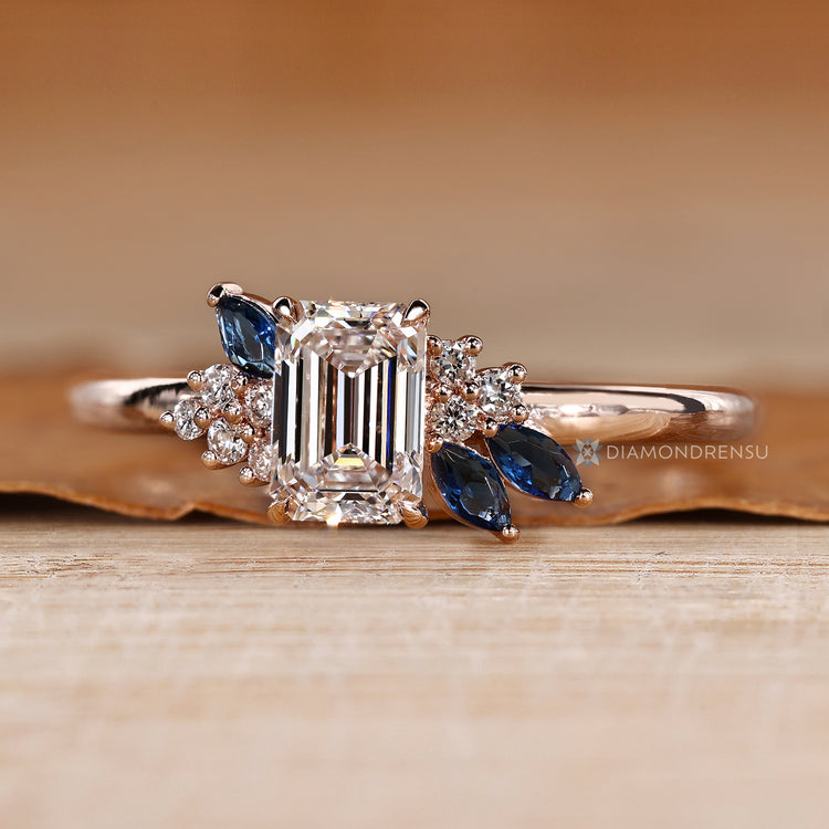Lab grown diamond asymmetrical cluster ring by Diamondrensu.