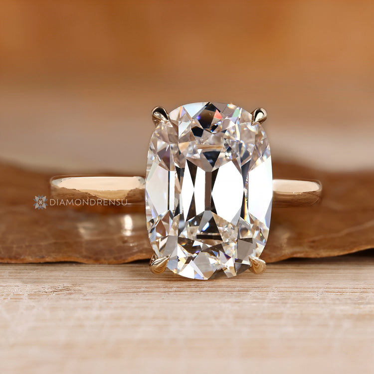 Handmade cushion old mine cut diamond ring by Diamondrensu.