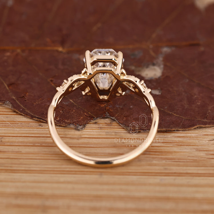 Handmade coffin ring with secure four claw prong setting.