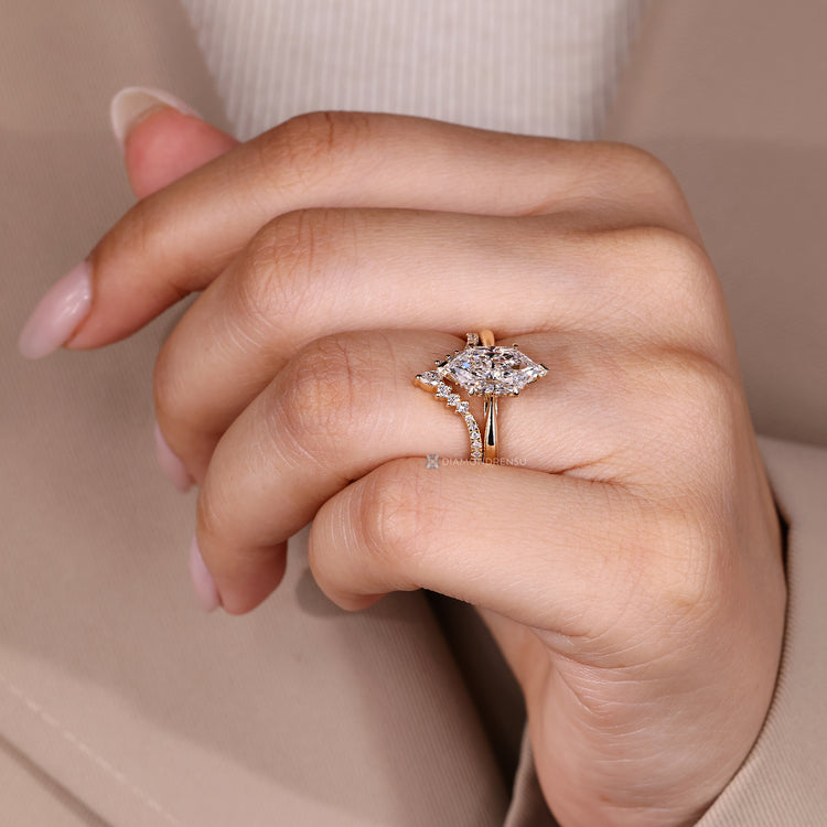 Stackable Dutch marquise ring with round diamonds