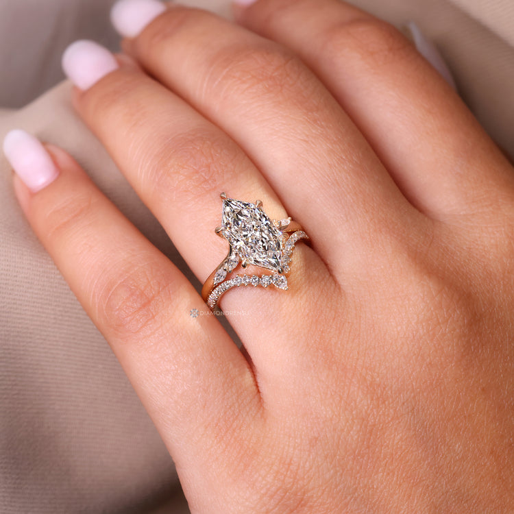 Lab grown diamond completes this handmade bridal set.