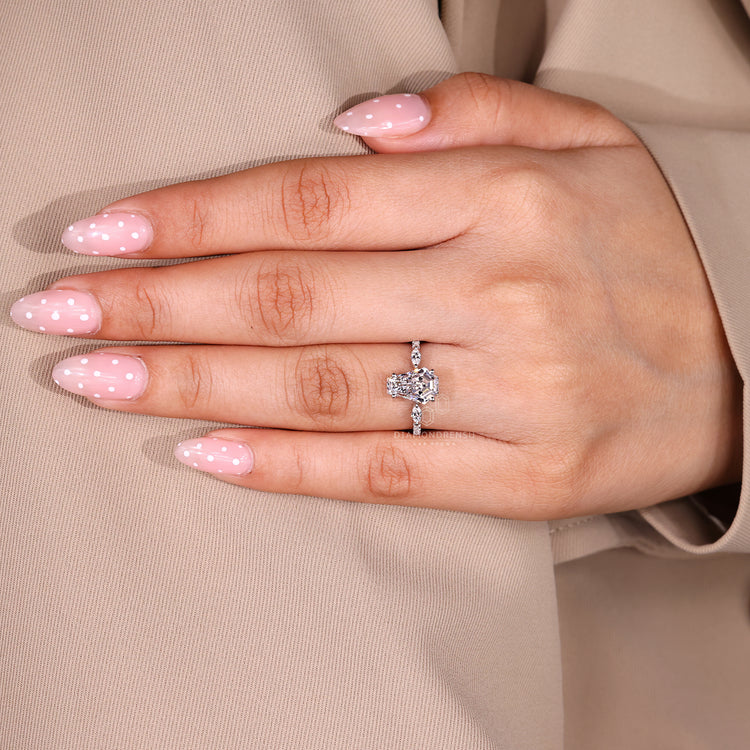 Coffin shaped diamond ring with handmade design by Diamondrensu.