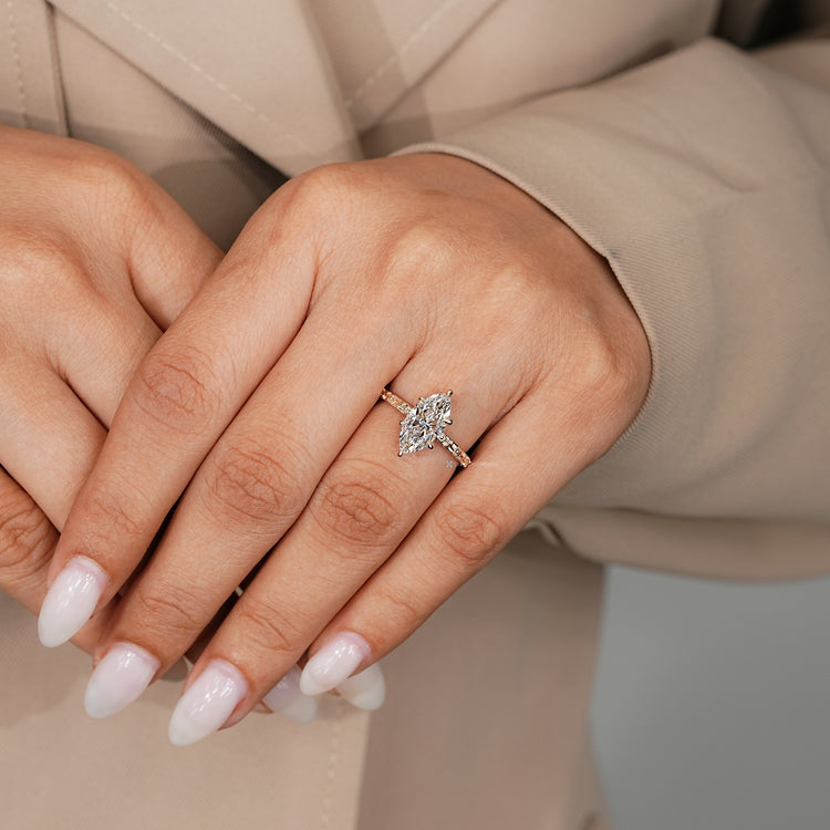 Handmade marquise solitaire diamond ring by Diamondrensu.