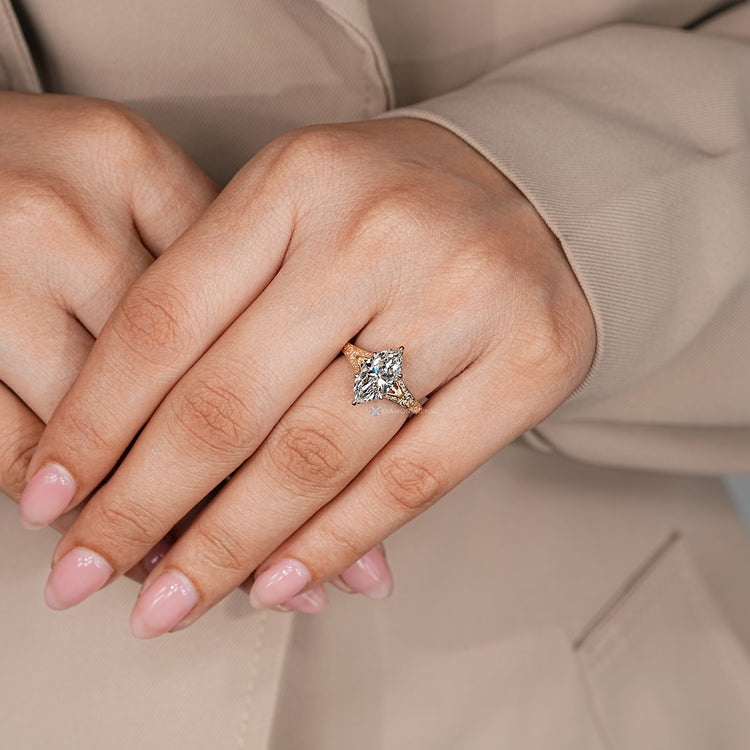 IGI certified lab grown diamond with six claw prong setting.