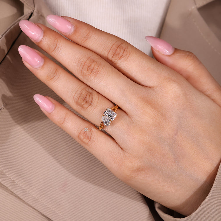 Lab grown diamond completes this handmade engagement ring.