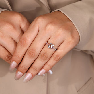 Round cut pave band ring with rose cut diamond accents.
