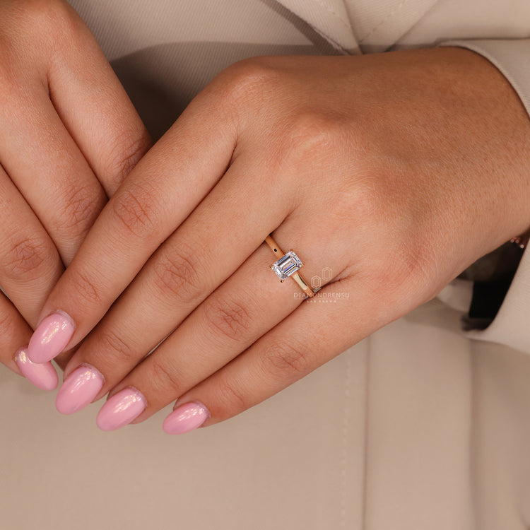 Lab grown diamond in a sleek solitaire setting.
